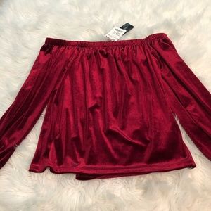 Red velvet off the shoulder top